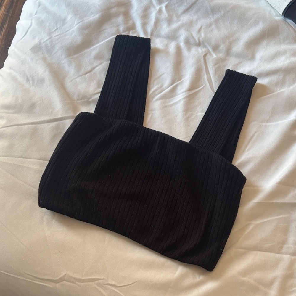 Black Ribbed Women's Top